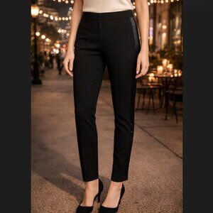 J.Crew Tuxedo Pants Women's 4 Black Satin Side Stripe Skinny Stretch Holiday NWT